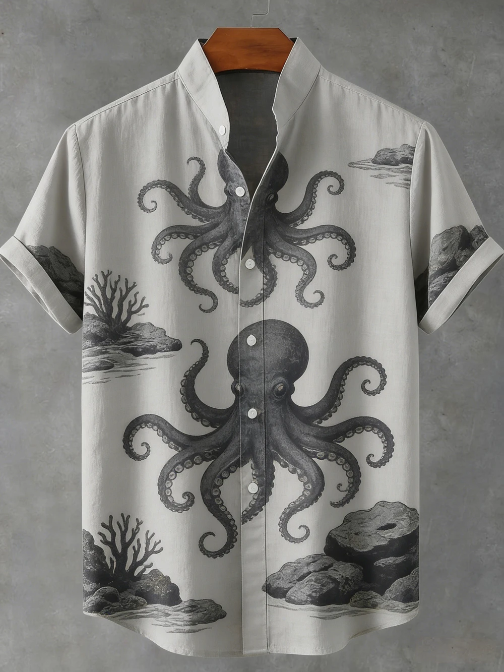 

2026 Men's New Fun Linen Short-Sleeved Shirt Turtle Octopus Whale 3D HD Printed Shirt Hawaiian Vacation Social Men's Clothing