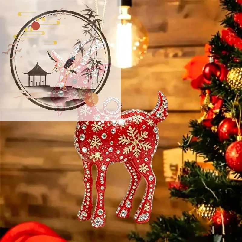 Acrylic Chinese Zodiac Goat Hanging Ornament Auspicious Red Gold Design For Spring Festival New Year Home Decoration