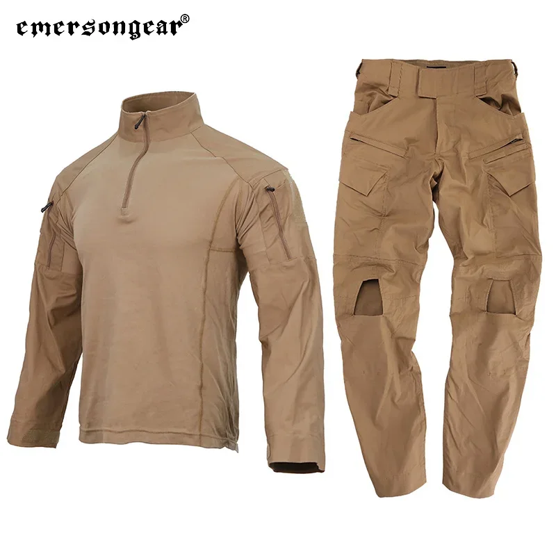 Emersongear Tactical E4 Combat Uniform Sets Mens Camouflage Suits Outdoor Hunting Training Shirt Pant Tops Duty Cargo Trouser CB