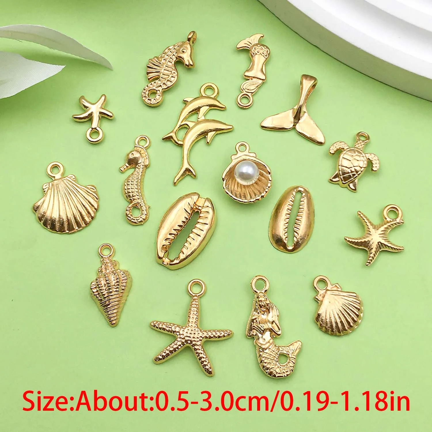 16/20pcs Marine Lfe Charms Alloy Turtle, Shell, Starfish Design Pendants For DIY Bracelet Necklace Jewelry Making Accessories