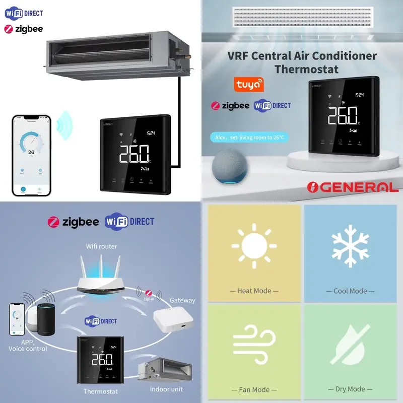 Ogeneral Smart AC Thermostat Wifi Thermostat for Fujitsu CN14 Port Ogeneral VRV VRF Indoor Unit Alexa Google Voice Control