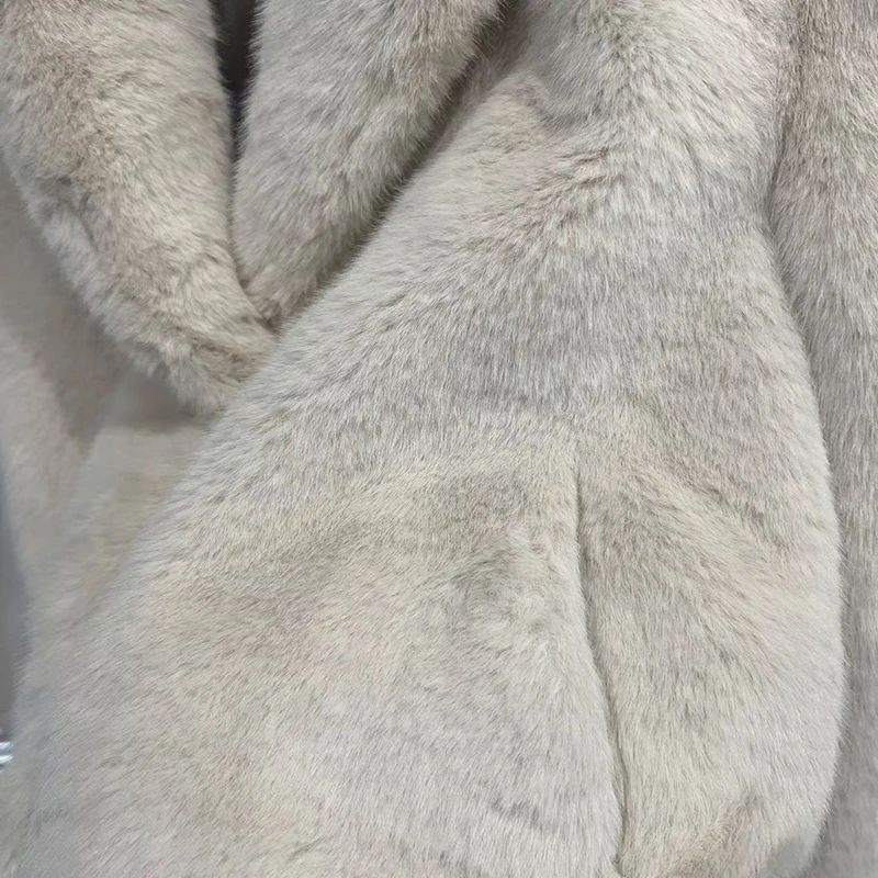 KBQ سترات بسيطة مقسمة صلبة للنساء طية صدر السترة بأكمام طويلة وأزرار مرقعة سترات من الفرو المقلد نمط عصري نسائي جديد #6