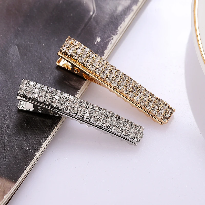 Gold- und silberfarbene, glänzende Haarspange mit Kristallen für Damen, Diamant-Haarspange für Mädchen, modischer Haarschmuck