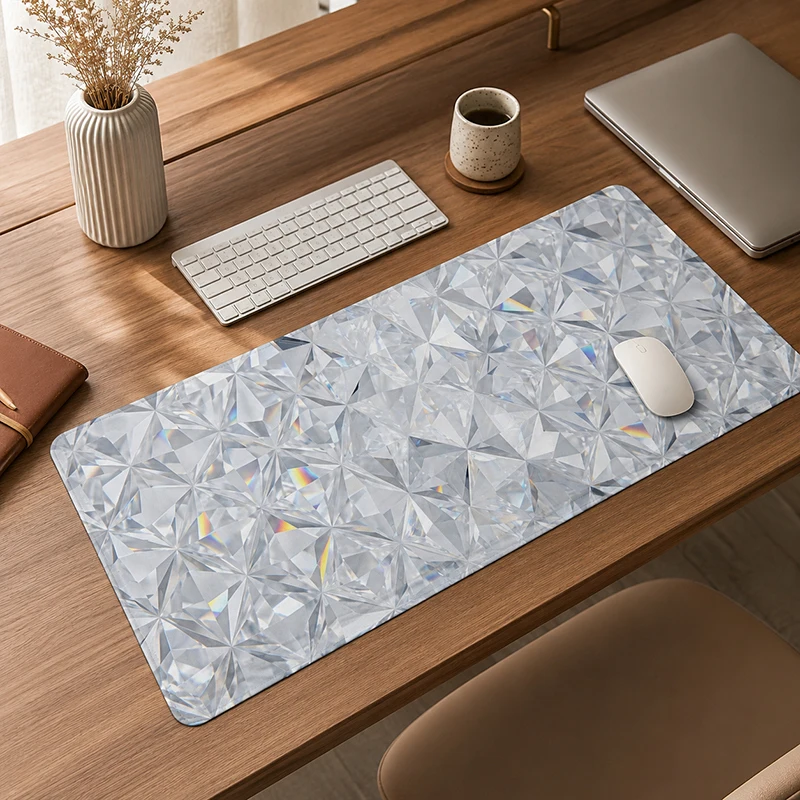 Mouse Pad Gamer White Diamond Facets printon demand Computer Custom Mousepad XXL keyboard pad Carpet Office Non-Slip Table Mat