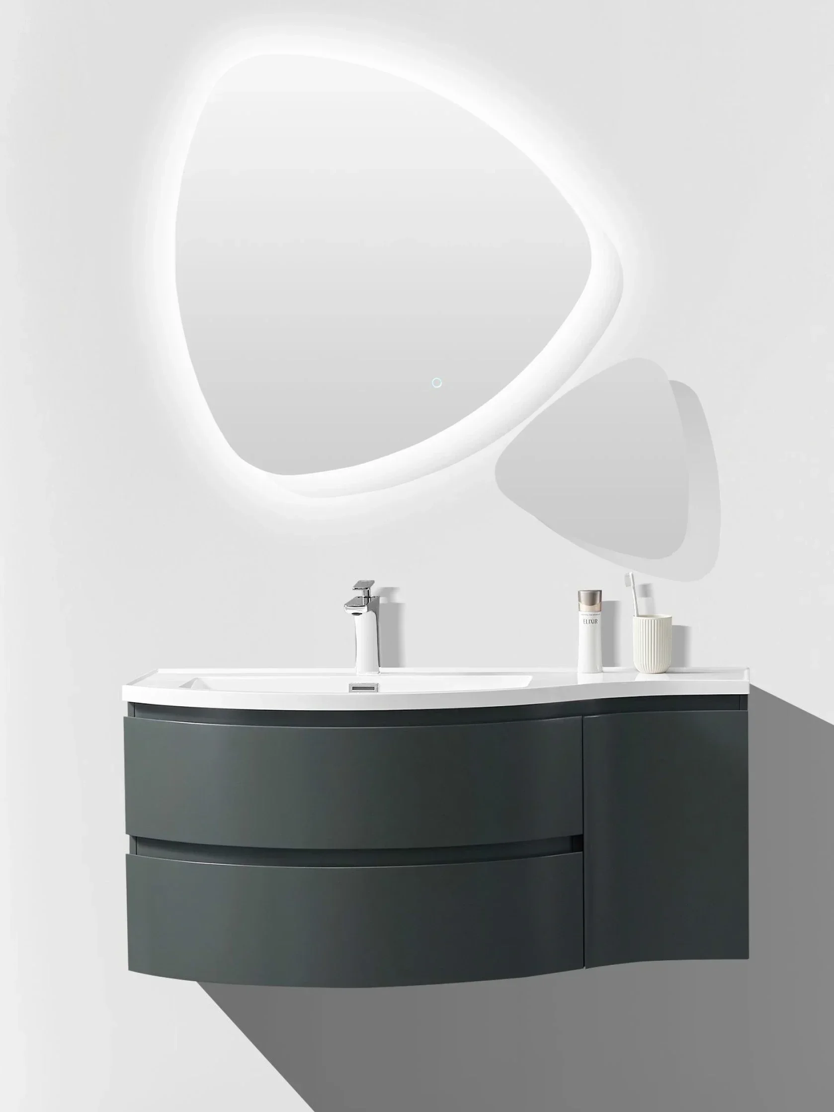 Narrow Edge Basin Cabinet Bathroom Washstand Hand Washing Washbasin Big Belly Circular Arc Shaped Paint Bathroom Cabinet