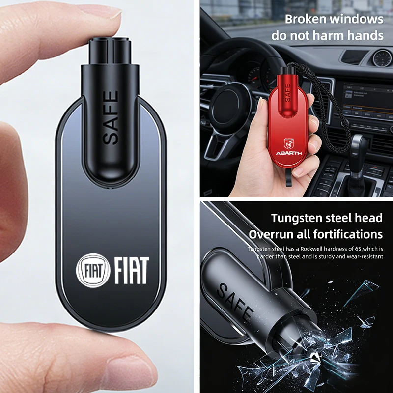 Martillo para ventana de coche, cortador de cinturón de seguridad, Escape de emergencia Toos para FIAT Abarth 500 Tipo FR Panda Argo Freemont Viaggio Bravo Punto
