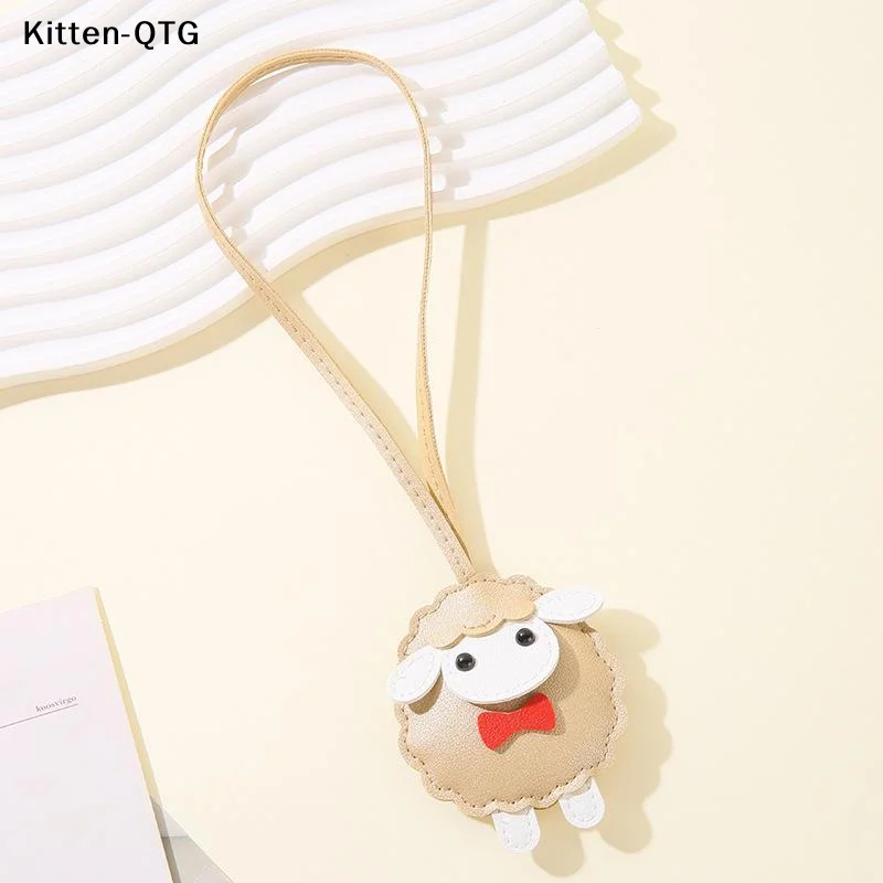 NEW Cute Cartoon Sheep Shaped PU Leather Pendant With Bowtie Multiple Colors For Keychain Bag Decoration Gifts