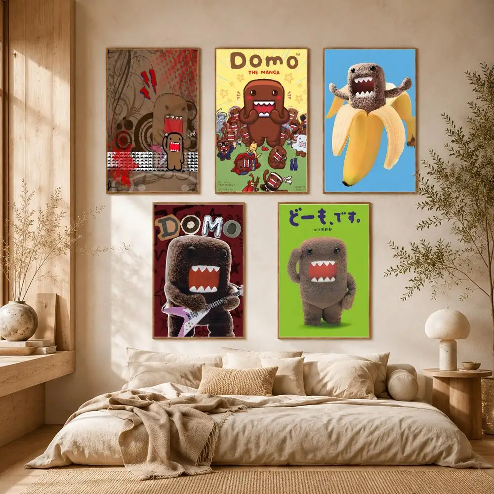 Domo-kun Cartoon Cute Japanese Poster Self-adhesive Advanced Aesthetic Printing Paper Wall Art for Living Room Home Decor
