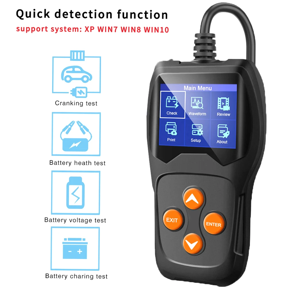 Профессиональный тестер автомобильного аккумулятора (KW600) от KKMOON для системы зарядки и запуска с автоматическим анализом...