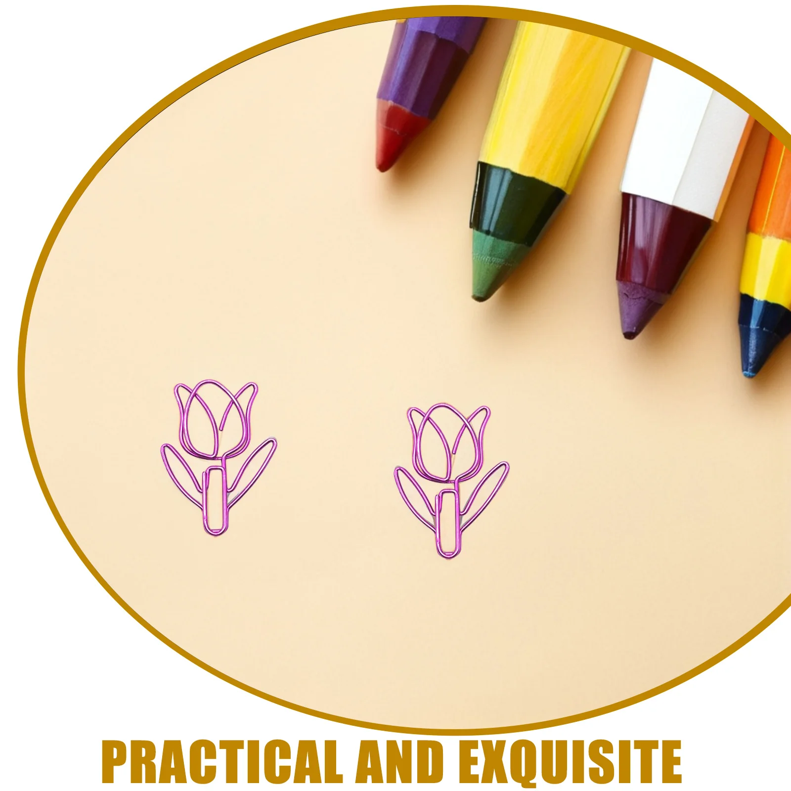 60 قطعة مشابك ورق توليب معدنية ملونة على شكل زهرة قرطاسية لتنظيم مكتب المدرسة ديكور متعدد الألوان #3