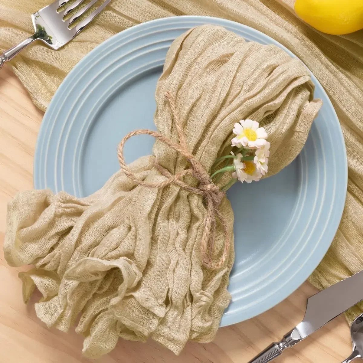 16PCS Gauze Table Napkins,50x50cm Light and Elegant Wedding Decoration Napkin,Perfect for Birthday Party Home Kitchen Decor