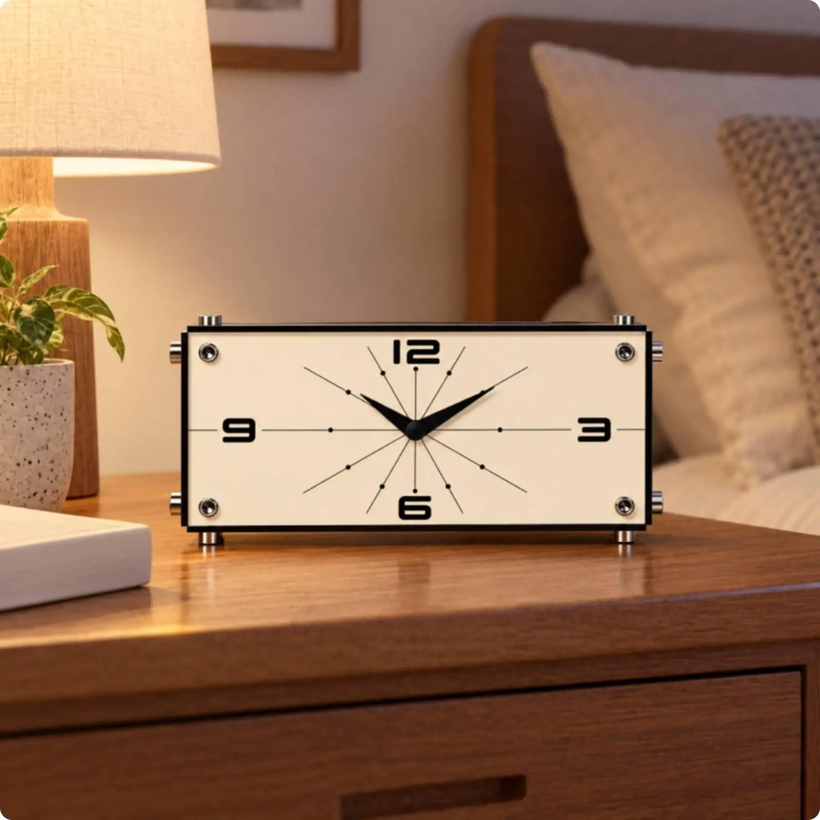 Freestanding Acrylic Desk Clock Analog Silent Table Clock for Bedroom Desk Shelf Minimalist Home Office Accessory