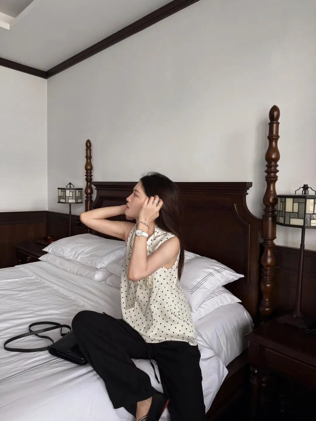 

Летняя женская блузка в горошек с воротником-стойкой, свободного кроя, для повседневной носки, с круглым вырезом, в стиле Sweet and Spicy.