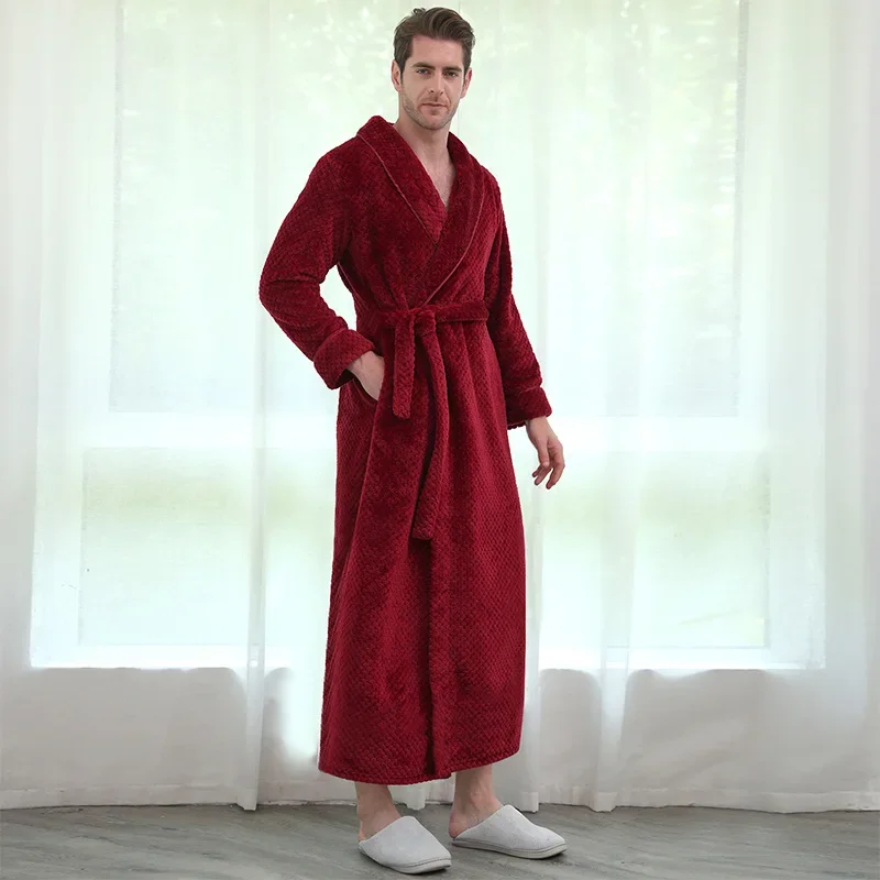 Peignoir en peluche pour hommes et femmes, chemise de nuit française, longue, chaude, optique douce, manteau de maison, robe de nuit pour lieux de glouton, homme, nouveauté, hiver