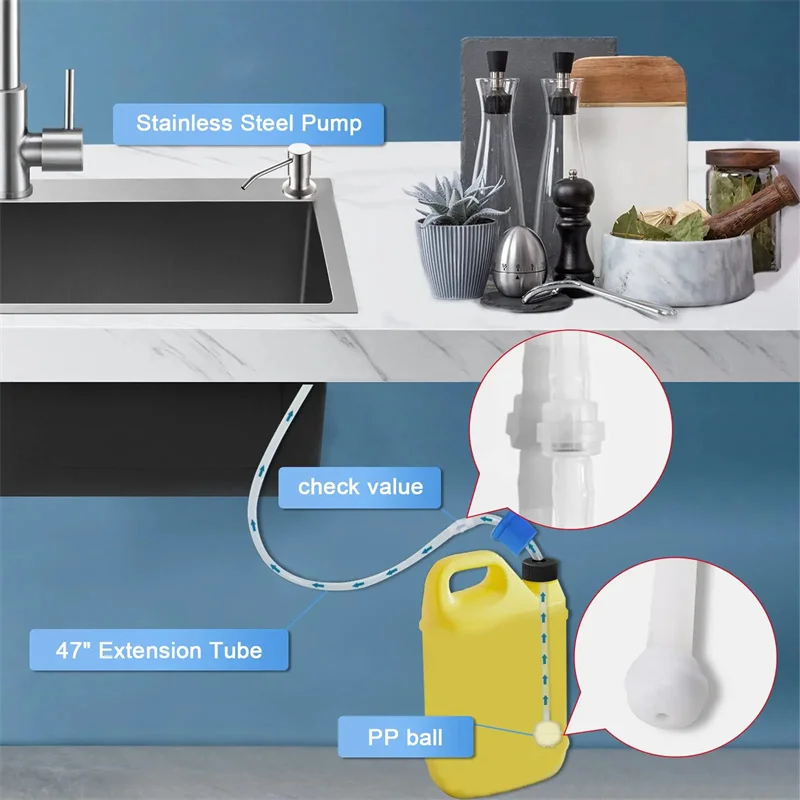 500ML Liquid Soap Bottle Sink Mount Stainless Steel Hand Pressure Soap Dispenser Bottle Kitchen Sink Liquid Soap Dispenser Pum