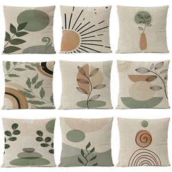 Geometric Floral Linen Pillow Cover Home Decorative Boho Throw Pillow Case Flowers Art Simple Cushion Decor Sofa Pillows 60x60