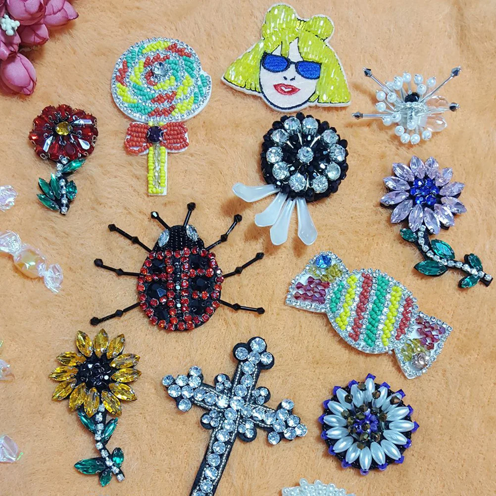 

Extra Large Iron on Patch Colorful Beads Shiny Stones Decorative Applique for Custom Apparel Craft Projects DIY