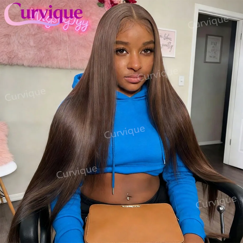 

Шоколадно-коричневый парик из натуральных волос с кружевной передней частью, окрашенный, идеально прямой, HD-парик с кружевной передней частью, 30-36 дюймов, 13x6, 13x4, прозрачный кружевной парик