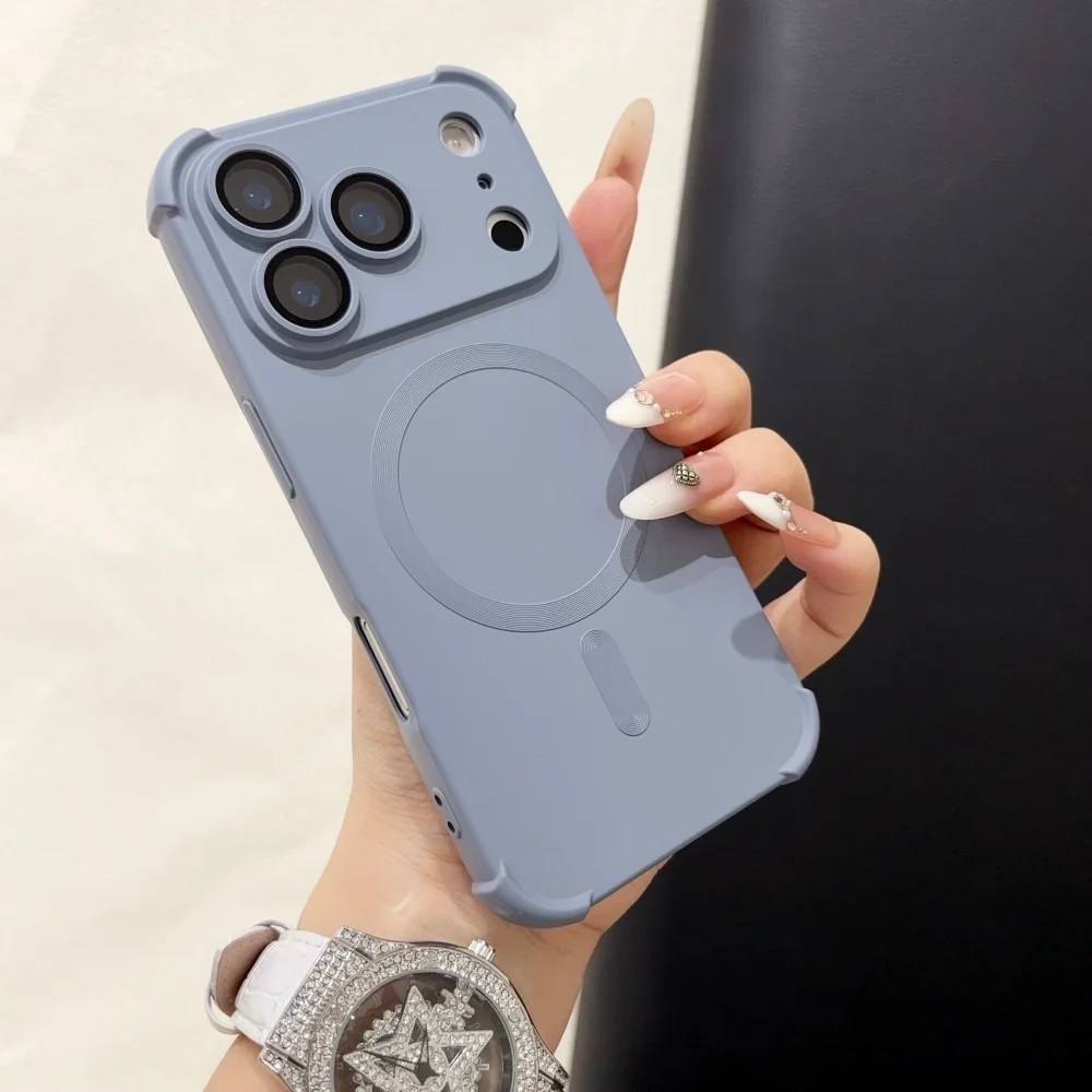 18pro Matte Airbag for Magsafe Magnetic Cases for iPhone 18 Pro Max 17 Pro 16 15 14 13 12 Lens Protection Shockproof Soft Cover