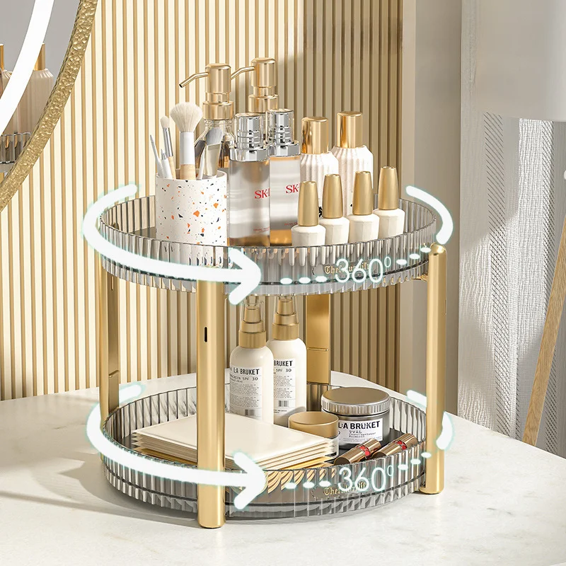 

360° Rotating Tray Snacks Cosmetics Office Storage Snack Seasoning Desktop Multi-layer Shelf Kitchen Bathroom Accessories