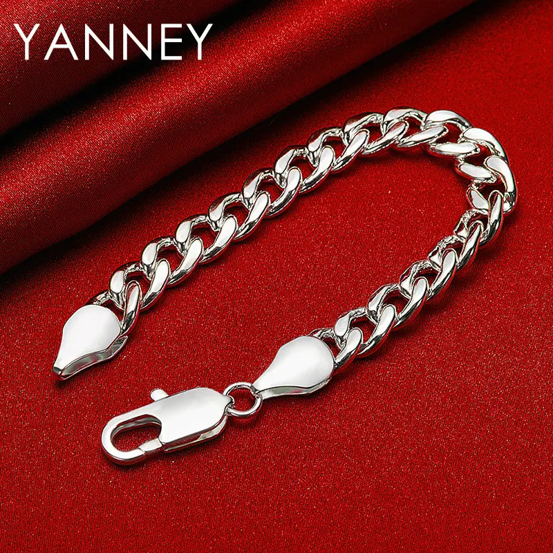 

Real 925 Sterling Silver 8 Inches 10MM Classic Bracelet For Men Women Wedding Wedding Engagement Gifts Party Fashion Jewelry