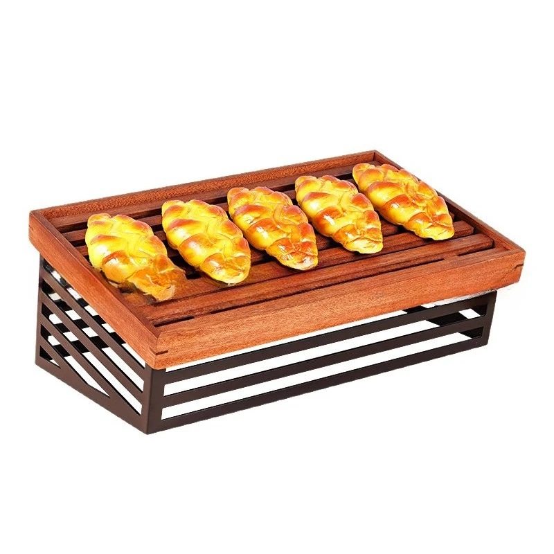 

Buffet coffee break table wooden shelf, cold snack tray, dessert table