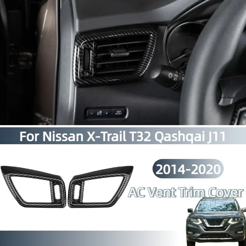 2Pcs/Set Car Console Air Conditioning Vent Outlet Trim Cover For Nissan X-Trail T32 Qashqai J11 2014-2020 Air Vent Frame