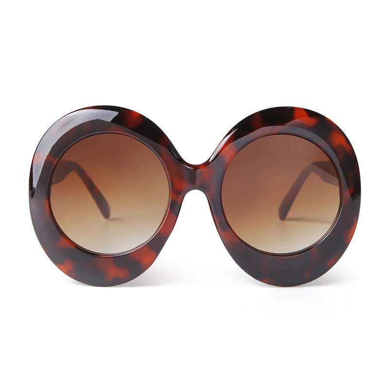 Fashion Oversized Round Sunglasses Women Luxury Brand Designer Vintage Clear Pink Leopard Frame Circle Shades Sun Glasses Female image 4