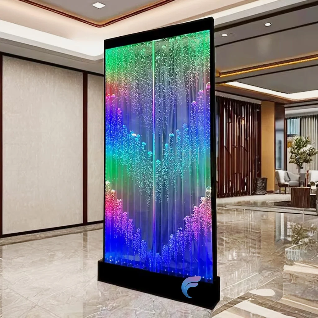 Customization.Colorful LED Light Acrylic Dancing Water Bubble Wall Display Pillar for Bar Decoration