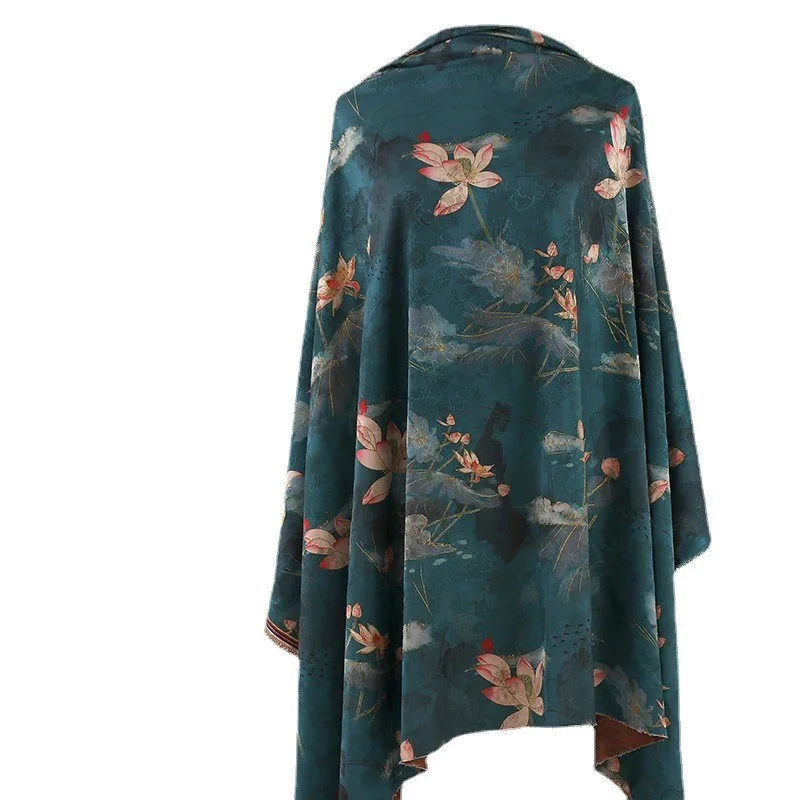 Новое красное марлевое платье с цветочным принтом лилии, осеннее и зимнее платье Cheongsam