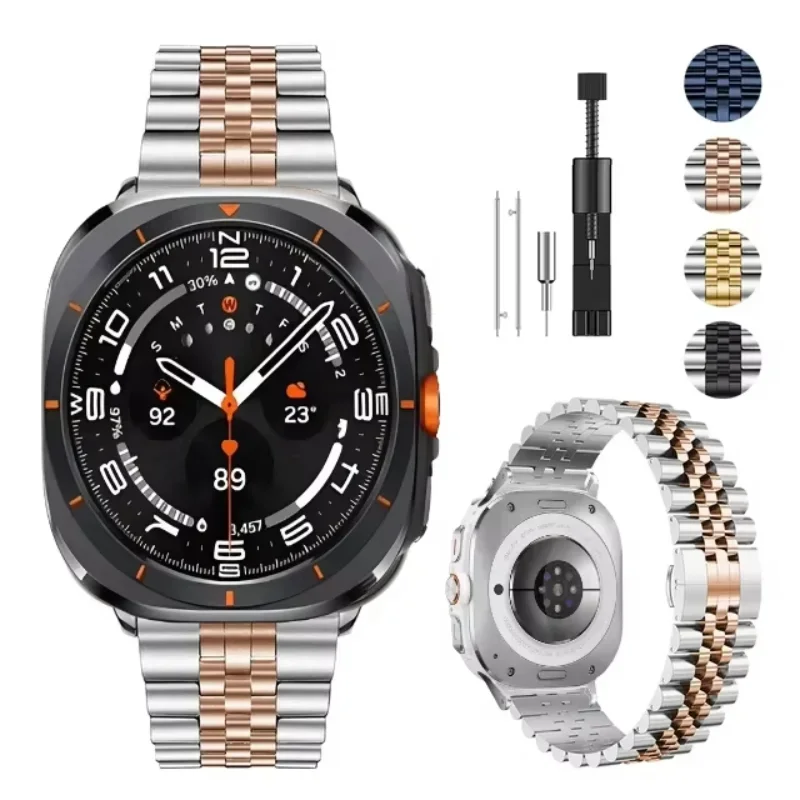 Five Baht Metallarmband für Samsung Galaxy Watch 7 Ultra 47mm Edelstahl Verstellbares Ersatzband Galaxy Watch 2025 Ultra