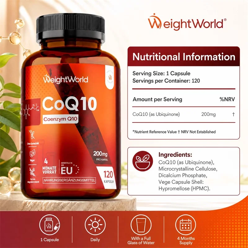 3 Bottles Coenzyme Q10 Capsules - High Absorption, Promotes Brain, Heart and Blood Vessel Health, Support Cellular Energy