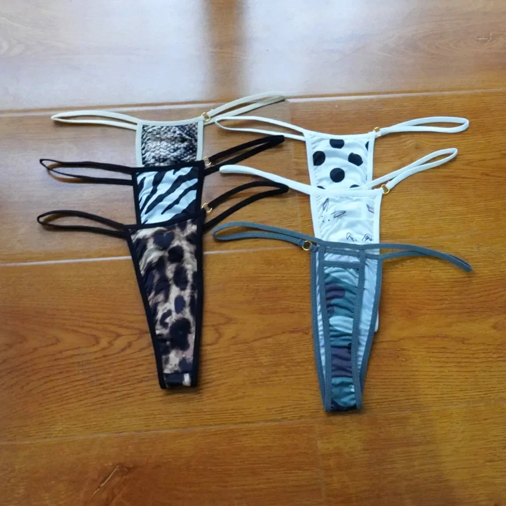 

3 шт., женские сексуальные мини-стринги с принтом кожи животных, бесшовные трусики, женское нижнее белье-бикини, стринги с Т-образной спинкой