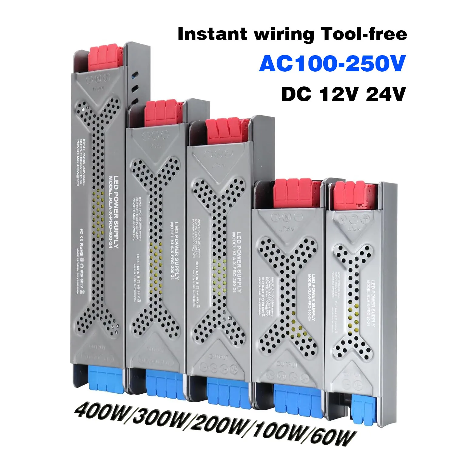 

Power Supply 110V 220V to 12V 24V Ultra Thin Lighting Transformers 60W 100W 200W 300W 400W For CCTV LED Strip Adapter Driver