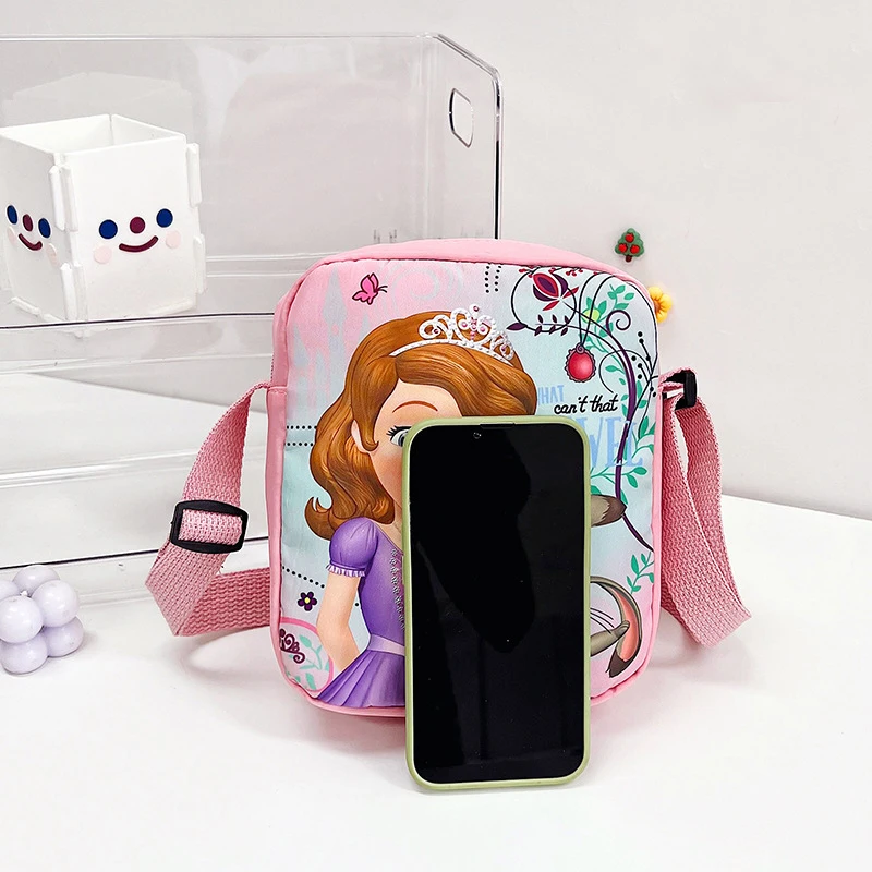 Disney Messenger Bag Cartoon Frozen Princess Shoulder Bag for Boys Girls Outdoor Crossbody Bags Elsa Shoulder Mobile Phone Bag