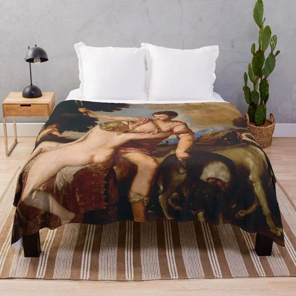 Titian - Venus And Adonis Throw Blanket christmas gifts Tourist Blankets