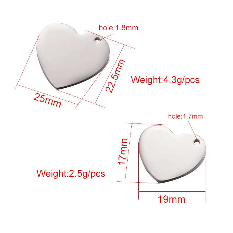 

20 шт. зеркало из нержавеющей стали персиковое сердце любовь кулон с одним отверстием индивидуальная гравировка модные аксессуары оптом