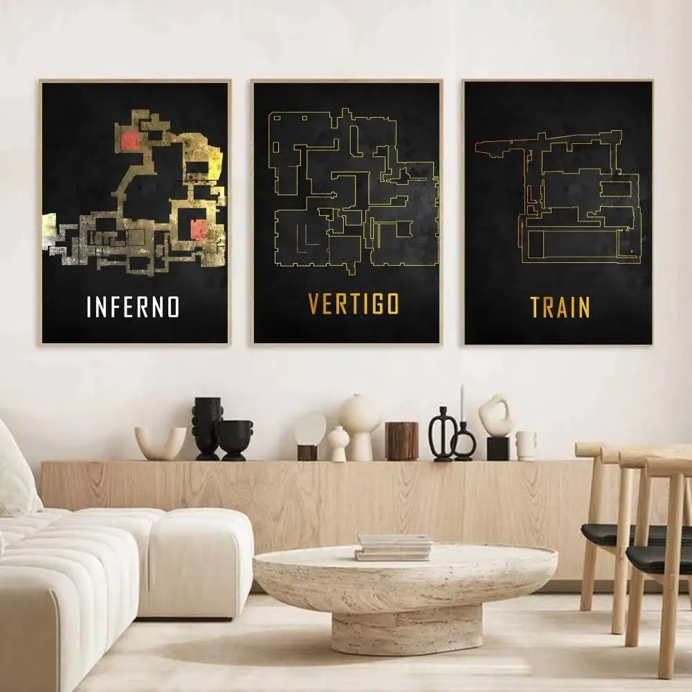 الكلاسيكية Cs2 خريطة ملصق ذاتية اللصق الفن للماء ورقة ملصق مقهى بار غرفة جدار ديكور #4