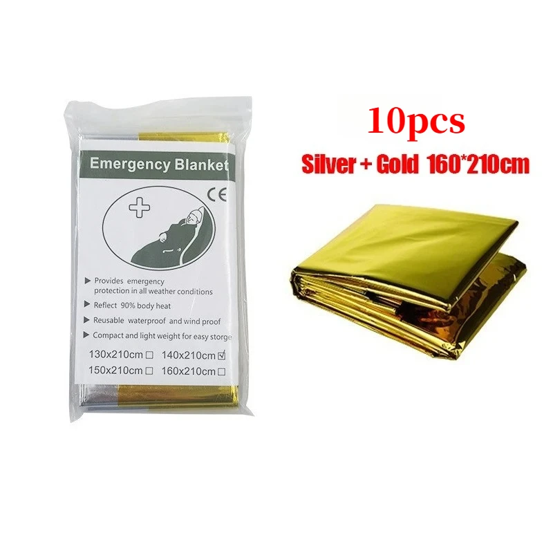 Thermische noodponchodeken Lichtgewicht opvouwbaar Waterbestendig Winddicht zonnescherm Herbruikbare EHBO-kampeermat Pad Cover