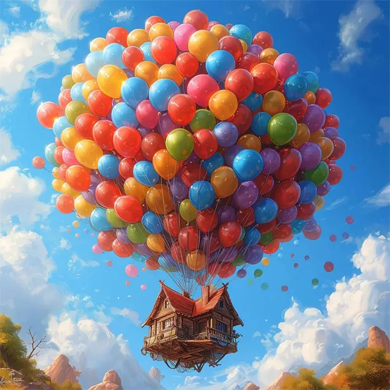 1 Set Heißluftballon-Diamantmalerei-Set, DIY-Diamantmalerei-Set für Erwachsene zur Heimdekoration, rahmenlose Kunsthandwerke für Erwachsene