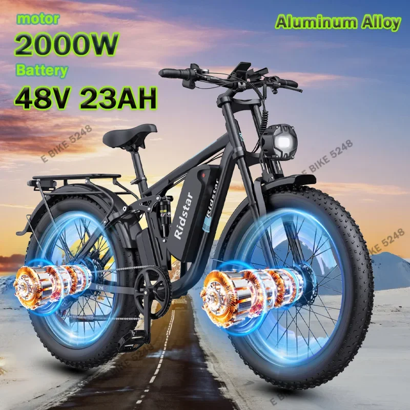 Electric Bicycle Ridstar E26Pro 2000W 48V 23AH Fat Tire Mountain 20*4.0 Inch Electric Bike Beach Cycling Folding Seat E-bike