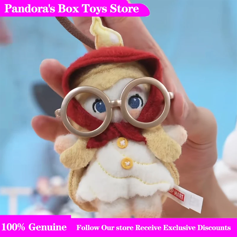 Genuine POP MART Felt Plush Pendant Chaka Stitch By Stitch Series Grandma Reading Glasses Bag Decoration Gift For Collectors