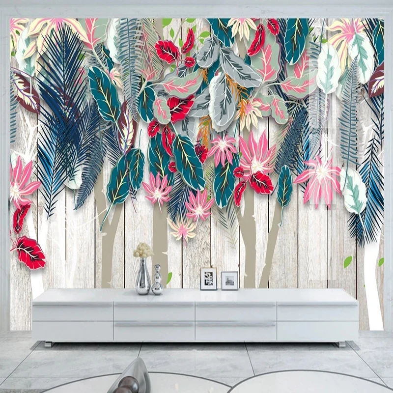 Custom 3D Mural Wallpaper Hand Painted Plant And Leaves Wall Paper Home Decor For Living Room Bedroom Background Wall Covering