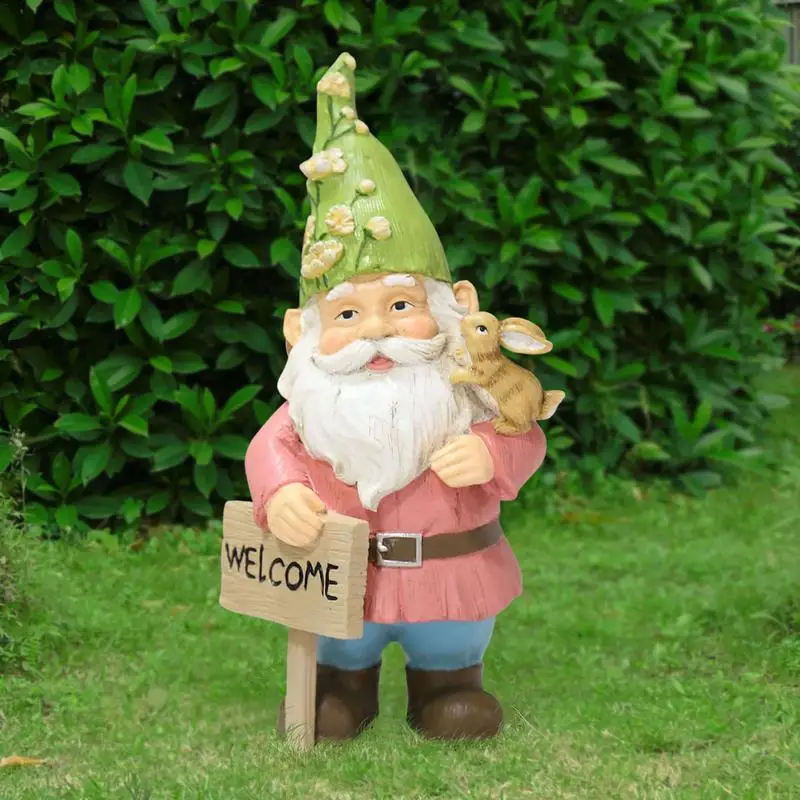 Gnome Karmnik dla ptaków Duszpasterski gnom z liściem Doniczka Kreskówka Rzeźba Dekoracja Elf Krasnolud Rzeźba zewnętrzna Ogród Krasnolud Podwórko