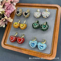 New crystal love small earrings medieval dazzling zircon jewelry on the new niche jewelry