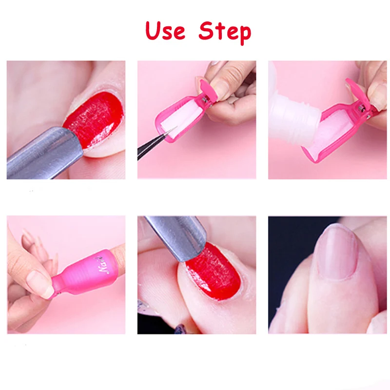 Acrílico Gel Unha Polonês Removedor Set, Repetitivo Unhas Suprimentos para Profissionais, Nails Art Soakers, Wearable Cleaner Cap Clip, 10Pcs