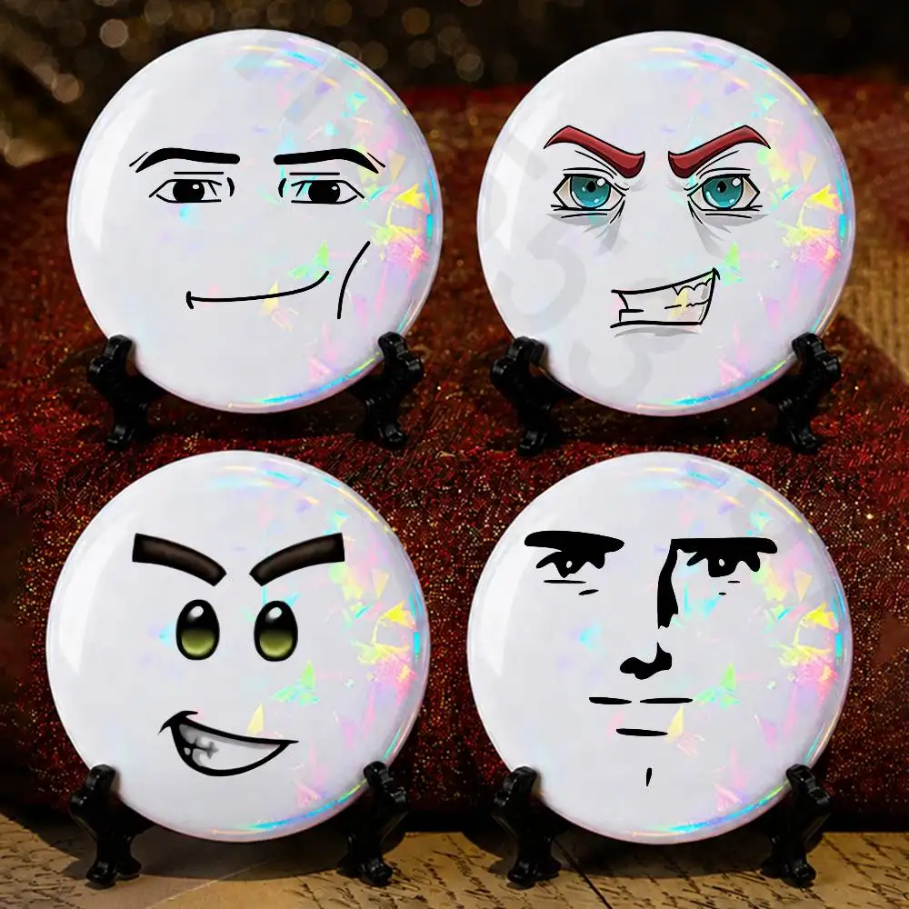 Man Face Winning Smile Pins 58mm Cute Cartoon Badge Handmade Brooches for Backpack Accessories Jewelry Gifts