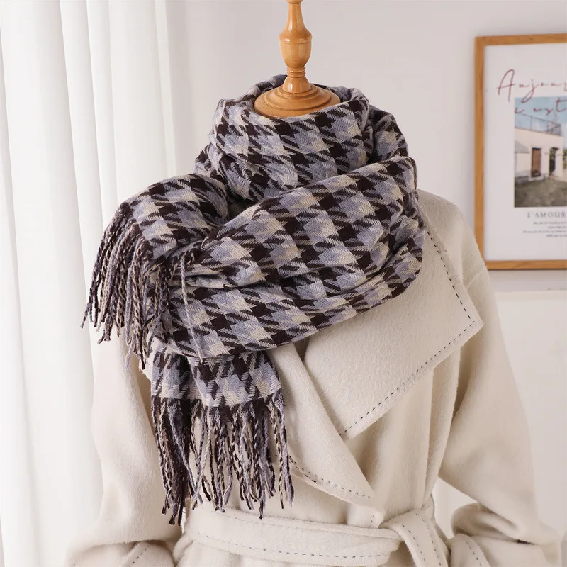 Scottish styleWarmer Scarf For Women Winter Tassel Pashmina Shawl Fashion Long Warps Autumn Elegant Ladies Blanket view 6
