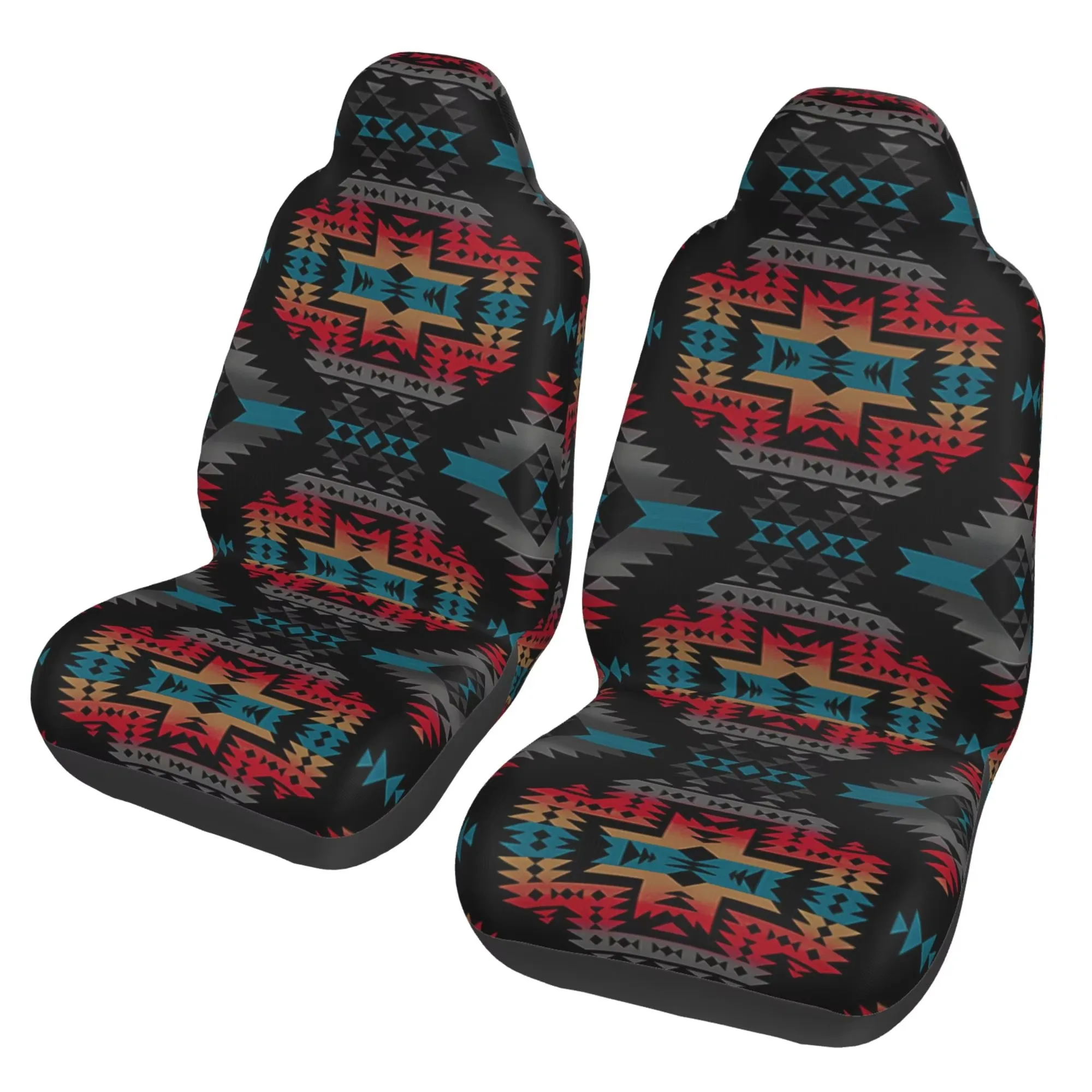 Navajo Print Car Seat Covers for Men Women Southwest Pattern Front Seat Protector Cover Full Set of 2 Pcs Universal Size