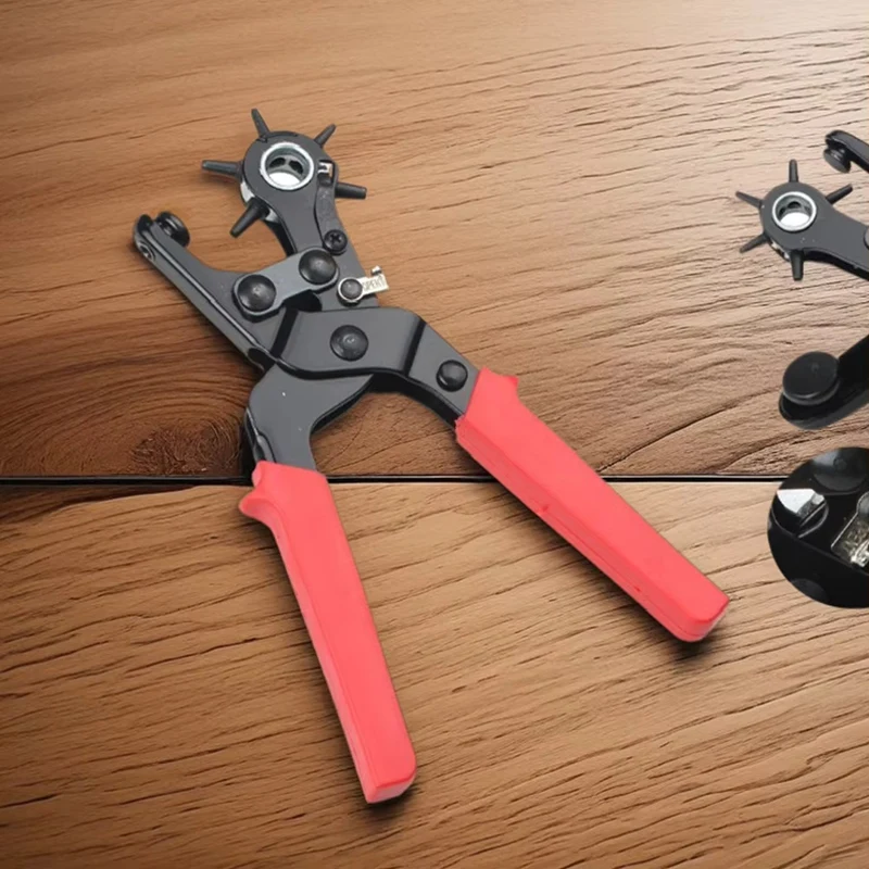 Belt Hole Puncher Leather Hole Punch Eyelet Tool 6 Round Holes Multi-Size Hole Puncher for Belts Watch Bands Straps-A51M
